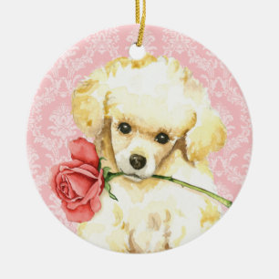 Ornement En Céramique Poodle de jouets Rose Valentine