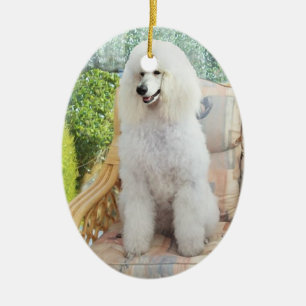 Ornement En Céramique Poodle Standard Blanc
