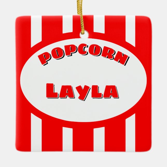 Ornement En Céramique Popcorn Votre nom (Devant)