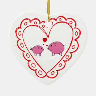 Ornement En Céramique Porcin dans l'amour !