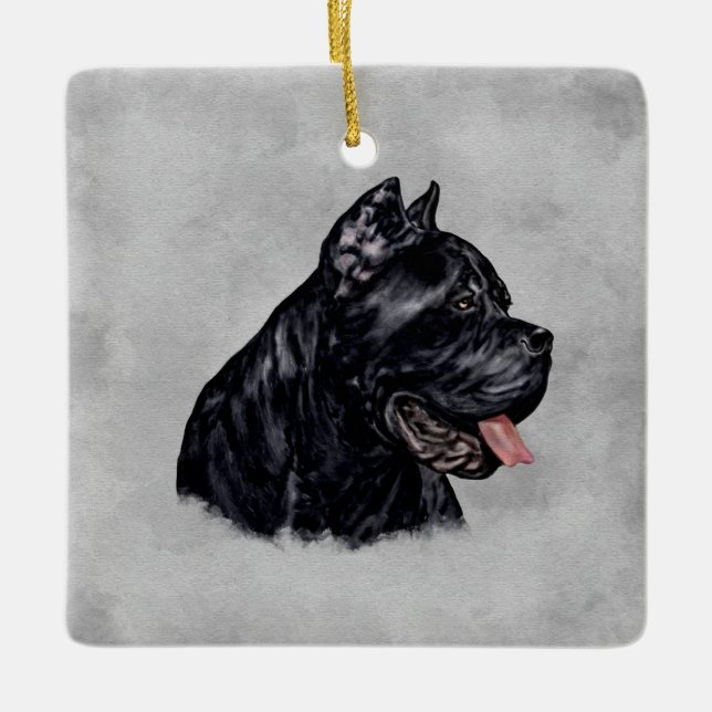 Ornement En Céramique Portrait de Cane Corso (Devant)