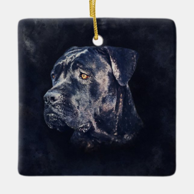 Ornement En Céramique Portrait de Cane Corso (Devant)