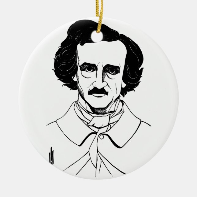 Ornement En Céramique Portrait d'Edgar Allan Poe (Devant)