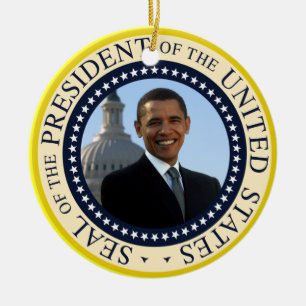 Ornement En Céramique Portrait d'Obama dans le joint présidentiel