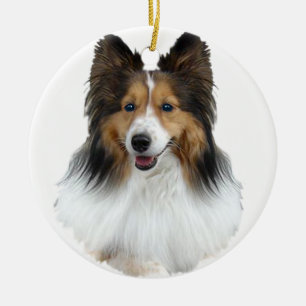 Ornement En Céramique Portrait Sheltie