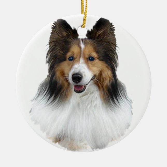 Ornement En Céramique Portrait Sheltie (Devant)