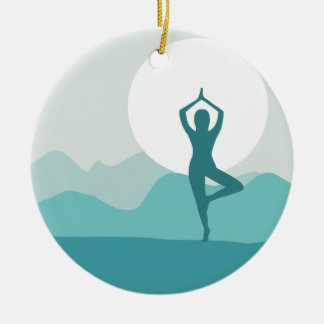 Ornement En Céramique Pose d'arbre de yoga