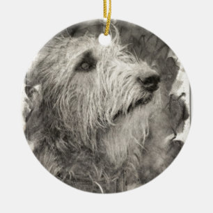 Ornement En Céramique Pose parfaite de chien-loup irlandais