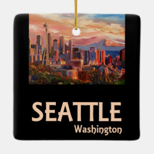 Ornement En Céramique Poster de voyage Retro Seattle Washington