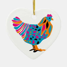 Ornement En Céramique Poulet lumineux génial