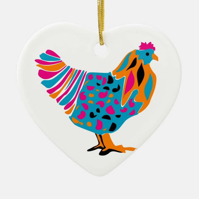 Ornement En Céramique Poulet lumineux génial (Devant)