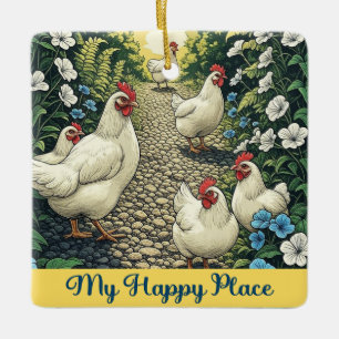 Ornement En Céramique Poulets Mon Endroit Heureux