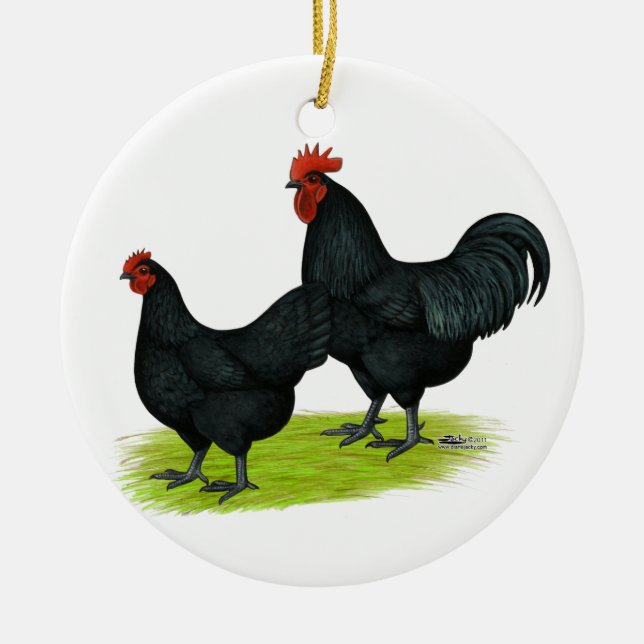 Ornement En Céramique Poulets noirs d'Australorp (Devant)