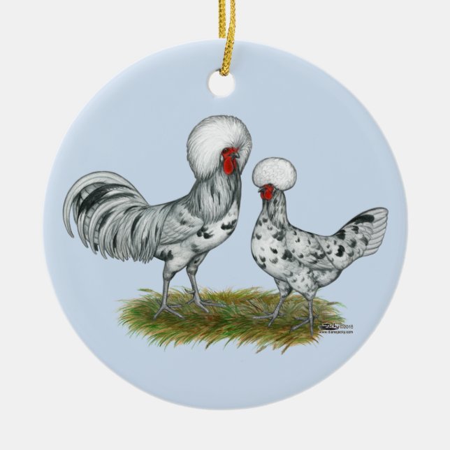 Ornement En Céramique Poulets polonais d'éclaboussure (Devant)
