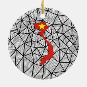 Ornement En Céramique Pour des enfants : Drapeau créatif du Vietnam avec