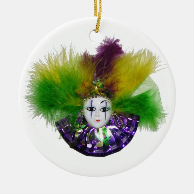 Ornement En Céramique Pourpre de masque de mardi gras (Devant)