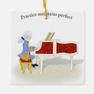 Ornement En Céramique "Pratique Conserve Parfaite" Mozart Jouant Du Pian
