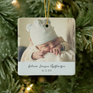 Ornement En Céramique Premier anniversaire de Noël pour bébé simple et é