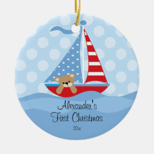 Ornement En Céramique Premier bébé de voilier d'ornement de Noël du bébé