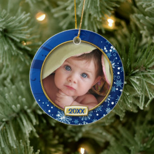 Ornement En Céramique Premier cadre photo de Noël pour bébé