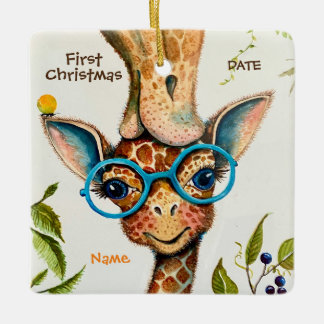 Ornement En Céramique Premier Chrétien Personnalized Baby Giraffe Orname