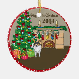 Ornement En Céramique Premier Noël 2013 de Sheltie Puppys