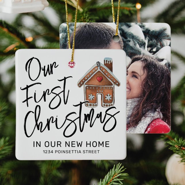 Ornement En Céramique Premier Noël Dans Notre Nouveau Accueil Photo Céra (Créateur téléchargé)