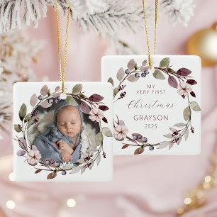 Ornement En Céramique Premier Noël de bébé avec photo personnalisée Viol