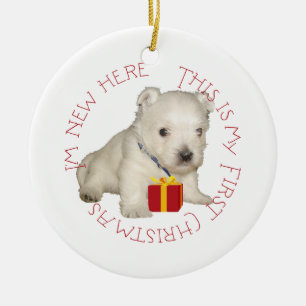 Ornement En Céramique Premier Noël de chiot Westie