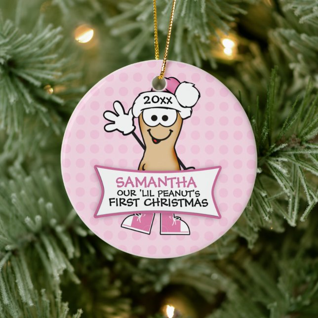 Ornement En Céramique Premier Noël de Lil Peanut (rose) (Arbre)