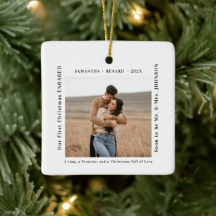 Ornement En Céramique Premier Noël des couples fiancés Photo