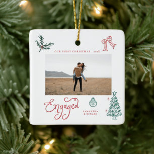 Ornement En Céramique Premier Noël des fiancés Photo Fantaisie 
