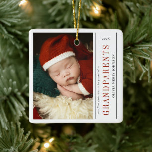 Ornement En Céramique Premier Noël des Grands-Parents 2 Photos