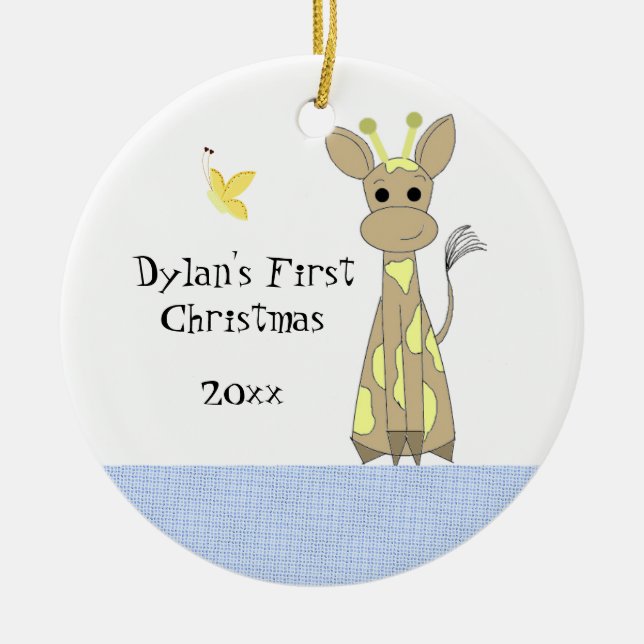 Ornement En Céramique Premier Noël du bébé en Giraffe mignonne (Devant)
