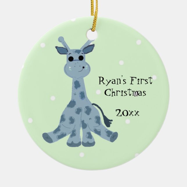 Ornement En Céramique Premier Noël du bébé en Giraffe mignonne (Devant)
