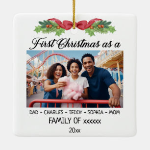 Ornement En Céramique Premier Noël en famille avec photos personnalisées
