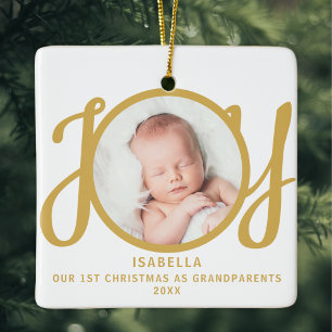 Ornement En Céramique Premier Noël En Grand-Parents Photo Keepsaké