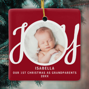 Ornement En Céramique Premier Noël En Grand-Parents Photo Red Keepsaké