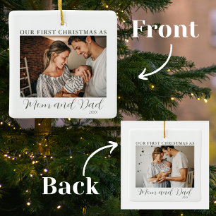 Ornement En Céramique Premier Noël en tant que maman et papa