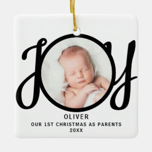 Ornement En Céramique Premier Noël en tant que parents Photo Joie Cadeau