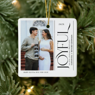 Ornement En Céramique Premier Noël enceinte Photo Couple joyeux