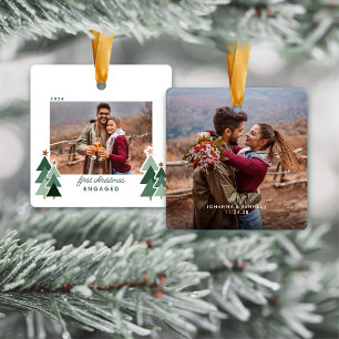 Ornement En Céramique Premier Noël Engagé Arbres Rustiques Photo