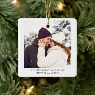 Ornement En Céramique Premier Noël engagé Photo Fiançailles personnali