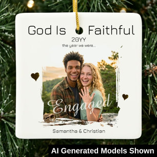 Ornement En Céramique Premier Noël Fiancé Fidèle Dieu Photo Année