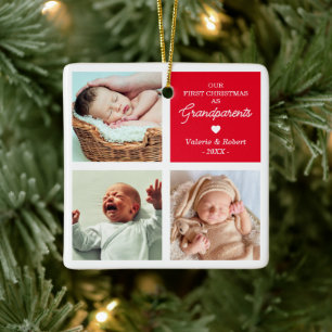 Ornement En Céramique Premier Noël Grands-parents Photo Noël