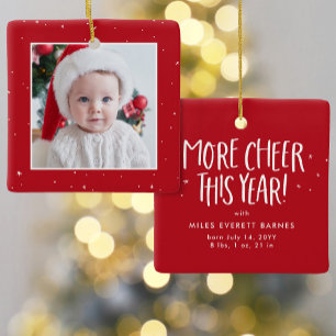 Ornement En Céramique Premier Noël mignon bébé photo rouge