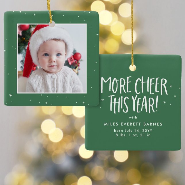 Ornement En Céramique Premier Noël mignon bébé photo vert vacances (Créateur téléchargé)