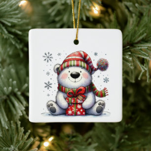 Ornement En Céramique Premier Noël mignon Ours Whimsical Customisé