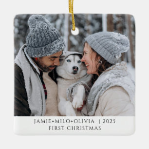 Ornement En Céramique Premier Noël photo Keepsaké Couple Chien