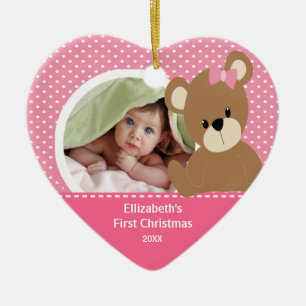 Ornement En Céramique Premier ours d'ornement de photo de Noël de Babys
